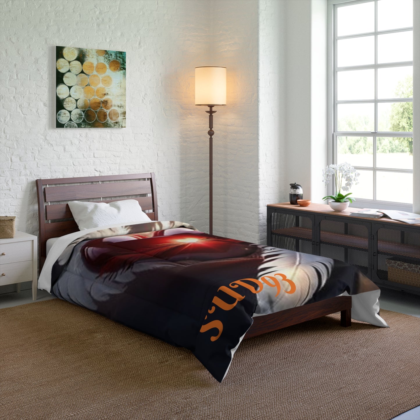 Romantic Heart Feather Comforter - Cozy Bedding for Lovebirds S93