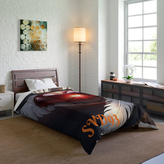 Romantic Heart Feather Comforter - Cozy Bedding for Lovebirds S93