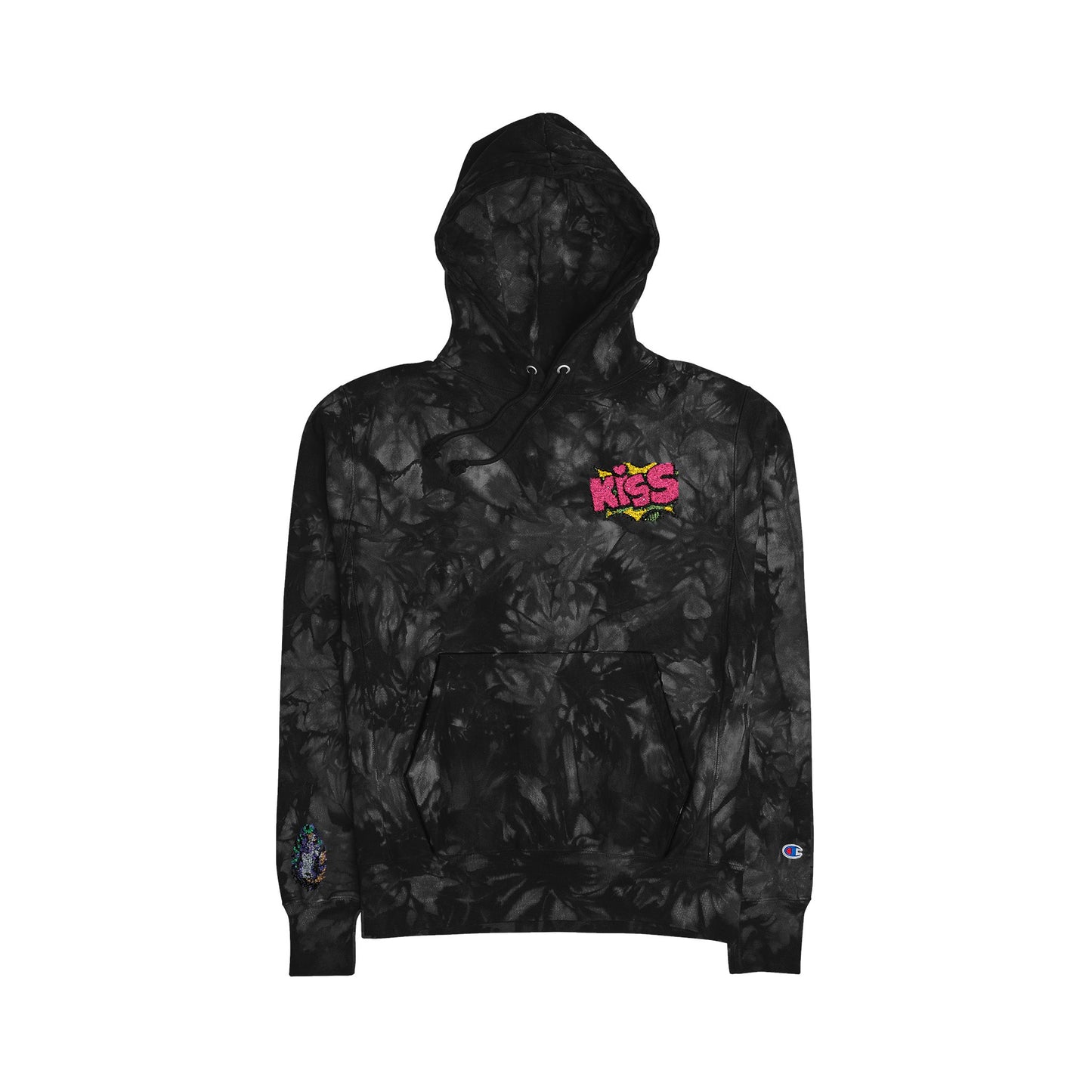 KISS Tie-Dye Champion Hoodie - Unisex Embroidered Sweatshirt S93