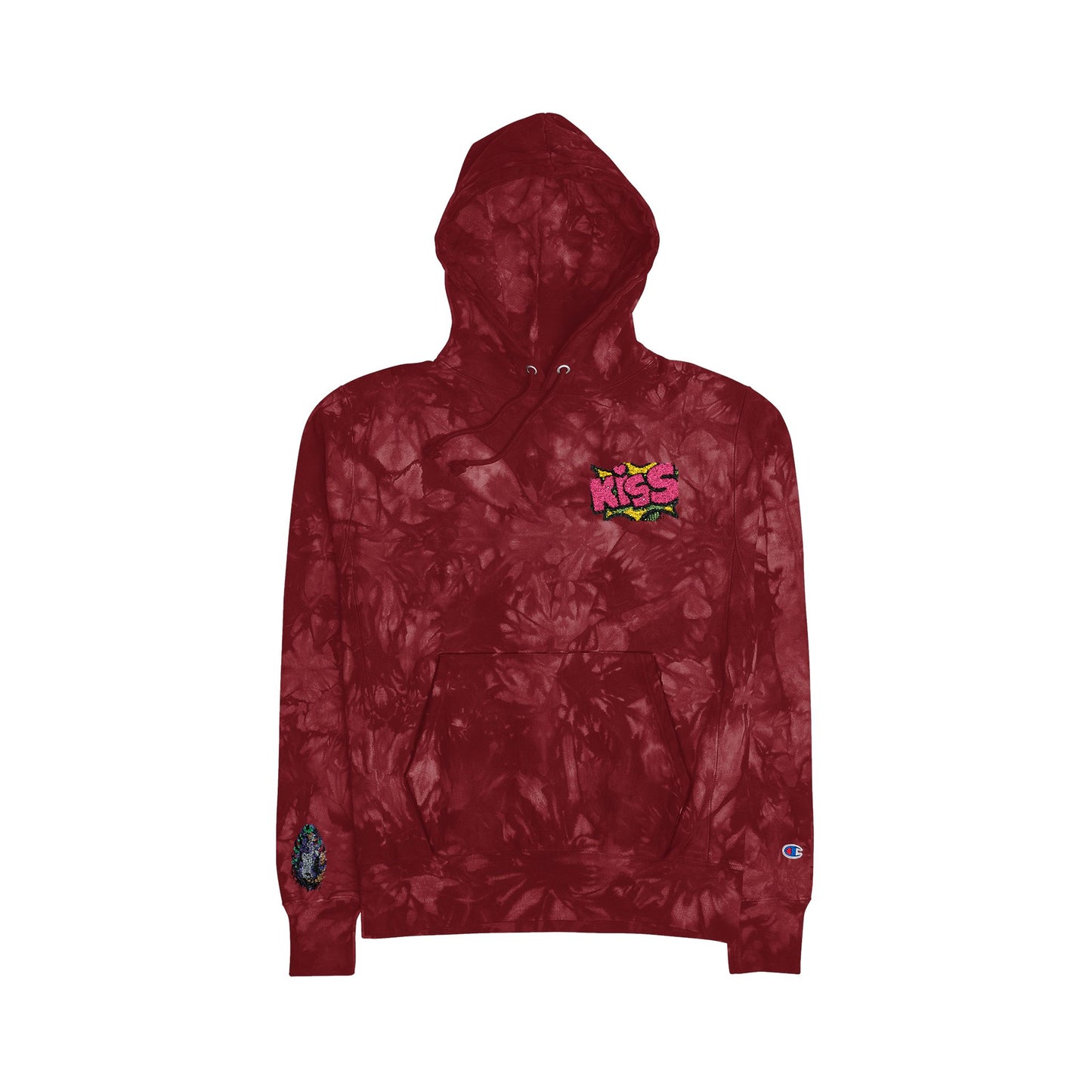 KISS Tie-Dye Champion Hoodie - Unisex Embroidered Sweatshirt S93