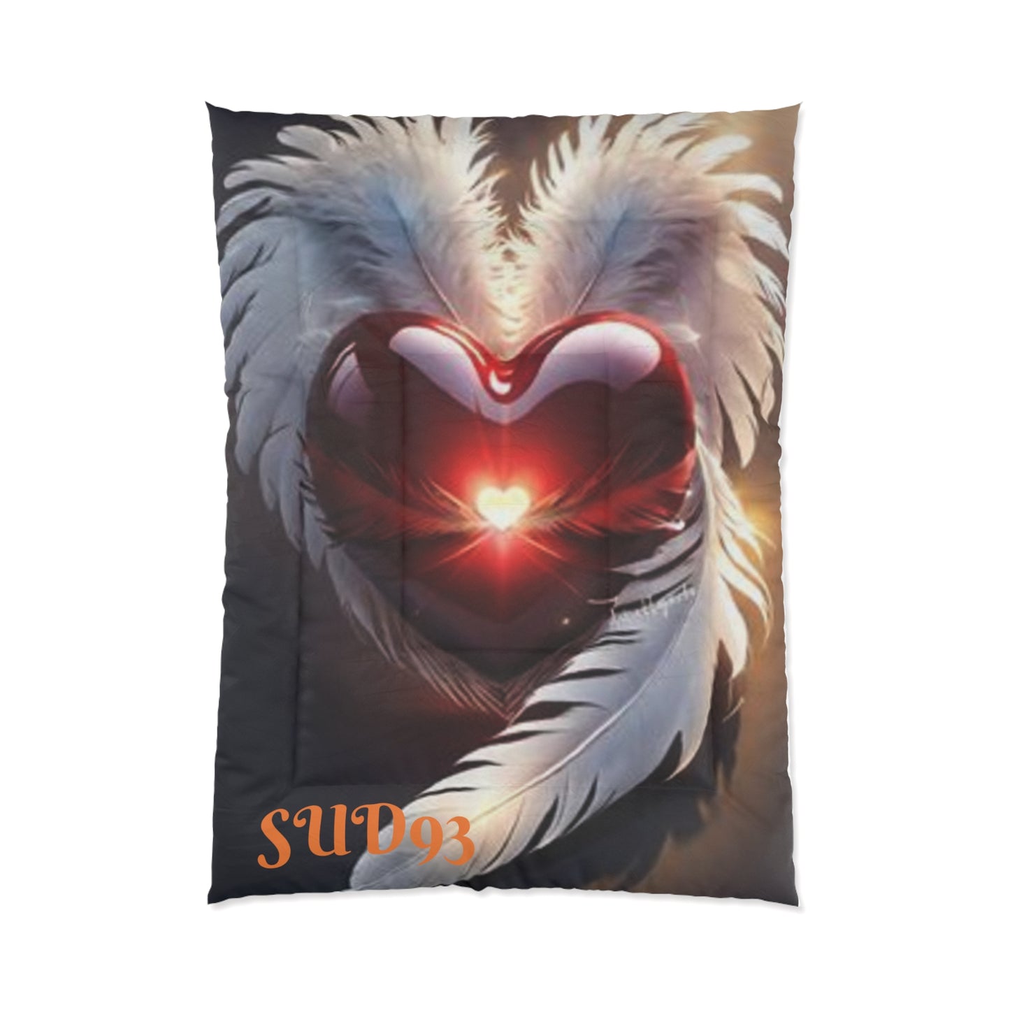 Romantic Heart Feather Comforter - Cozy Bedding for Lovebirds S93